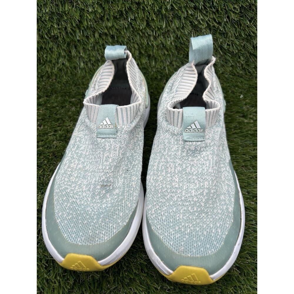 Adidas Rapidrun Laceless Junior Knit Running Shoes Size 4 Mint Green